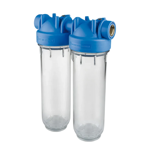 Duo waterfilter, 2x bi.dr. 1" 2400 ltr./uur, koord & kool
