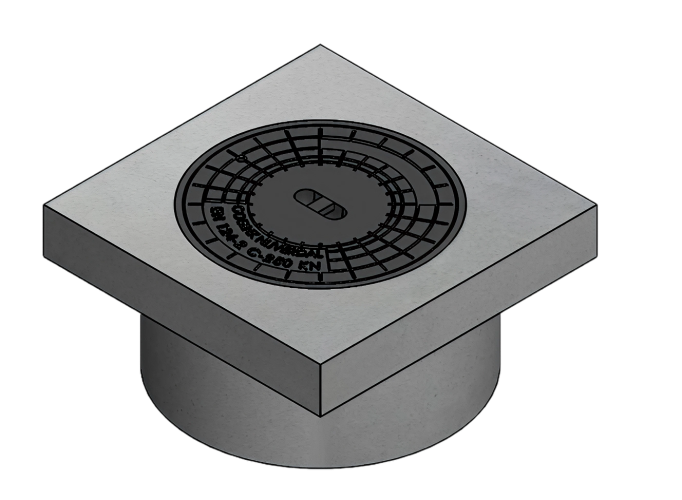 GY beton dicht deksel, type 77005, dagmaat Ø320mm 49x49cm