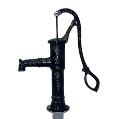 Handzwengelpomp type rozendecor, met voetflens, zwart