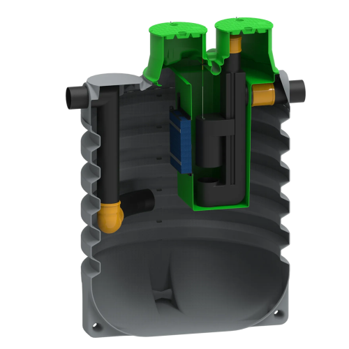 MW RoOil, PE OBAS 10.000L, 50,0 L/s, Ø2300x3400mm, 2x Ø315
