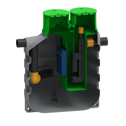 MW RoOil, PE OBAS 4000L, 20,0 L/s, Ø1800x2350mm, 2x Ø200mm