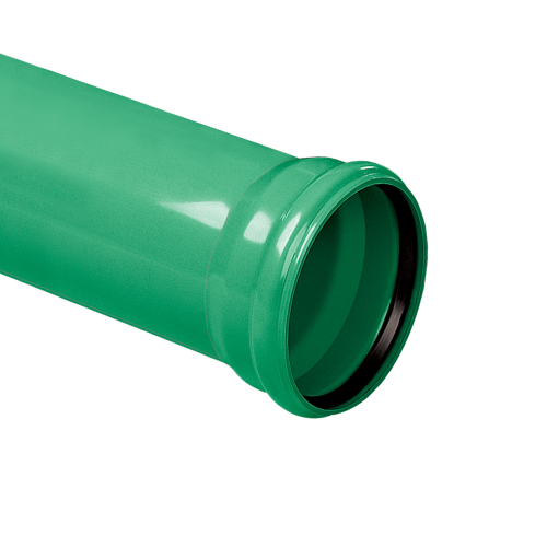 PVC buis 110 mm, groen, SN8, manchet mof, L = 5 mtr