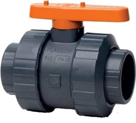 PVC Kogelkraan 75mm, 2x wartel PN10