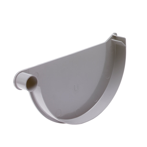 S-lon eindstuk voor mastgoot 150mm, Links, grijs, lijm