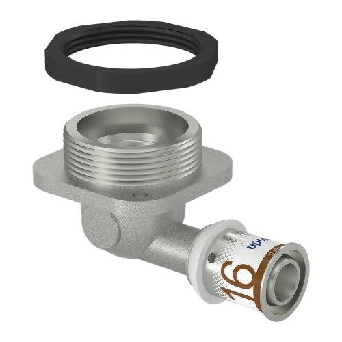 Uponor S-Press Plus Aqua pers aansluitknie vlak UPS 16mmx1/2