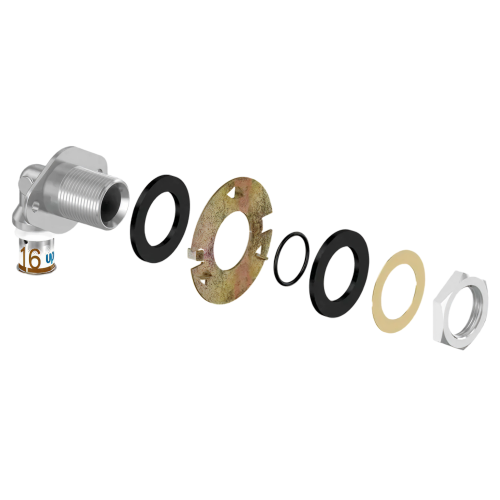 Uponor S-Press Plus Aqua pers wanddoorvoer haaks 16mmx1/2"bi