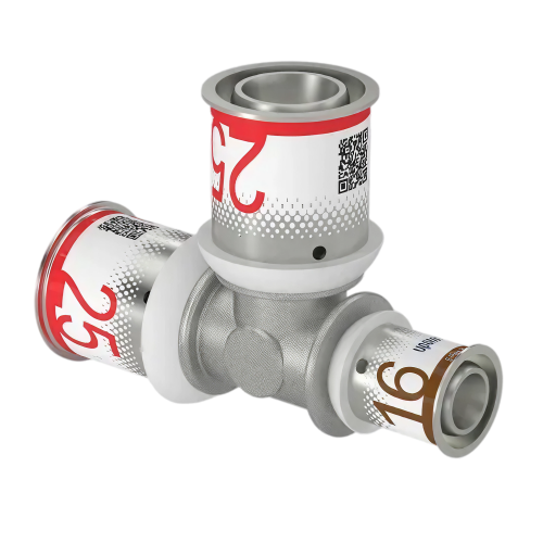 Uponor S-Press Plus pers T-stuk verlopend 25x25x16mm