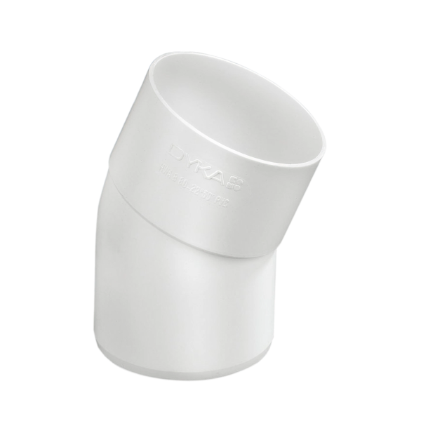 Dyka PVC HWA bocht 80mm, wit, 22.5° mof/spie
