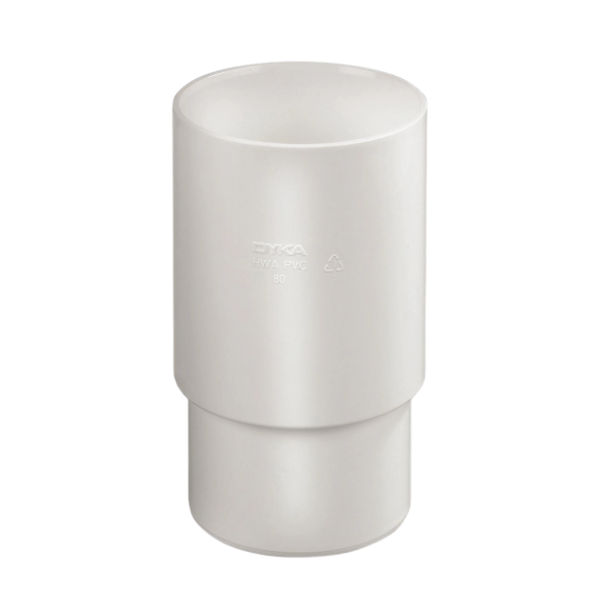 Dyka PVC HWA verlengde mof 80mm, wit, mof/verjongd spie