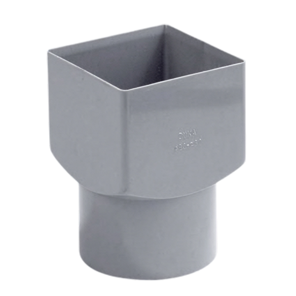 Dyka PVC Verloop vierkant 80mm x 103mm rond, grijs