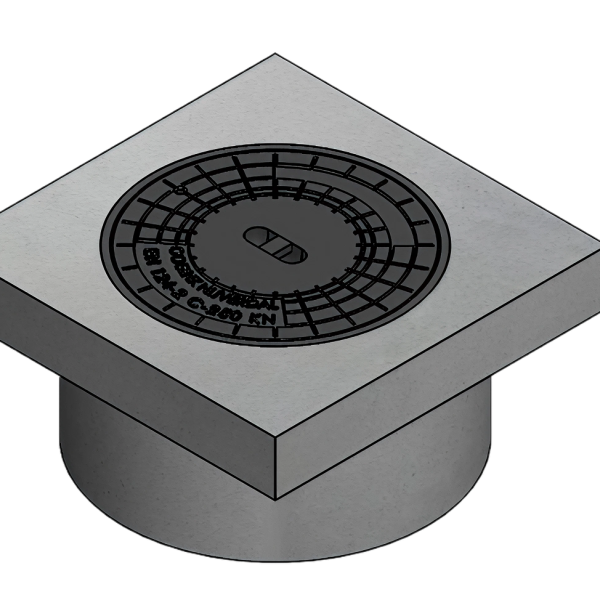 GY beton dicht deksel, type 77005, dagmaat Ø320mm 49x49cm