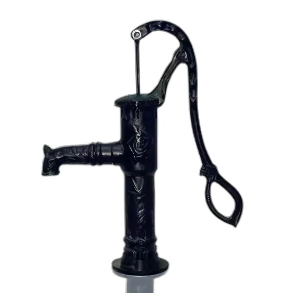 Handzwengelpomp type rozendecor, met voetflens, zwart