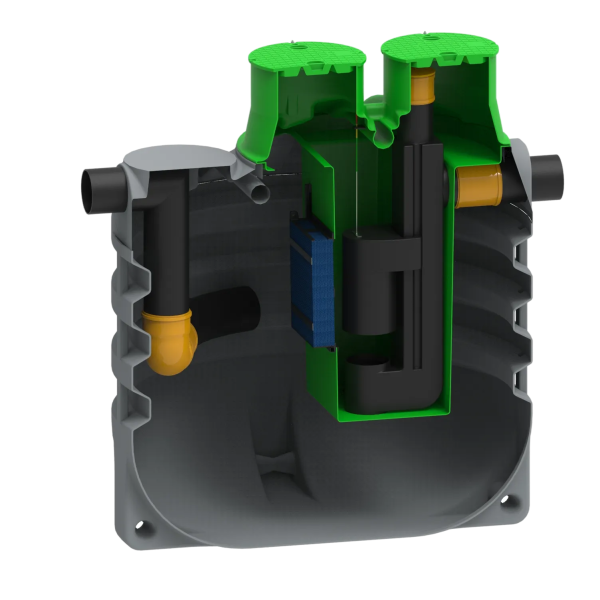 MW RoOil, PE OBAS 7500L, 40,0 L/s, Ø2300x2700mm, 2x Ø315mm