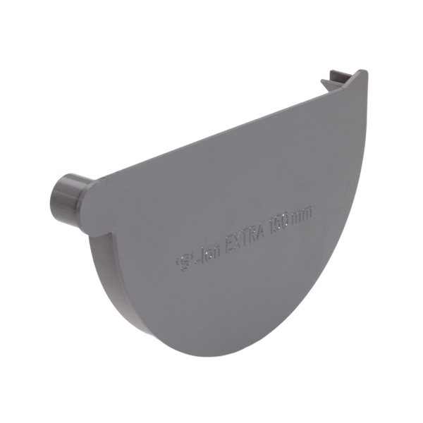 S-lon eindstuk voor mastgoot 125mm, Rechts, grijs, lijm