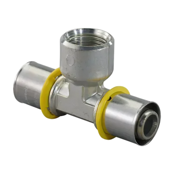 Uponor MLC gas Press MLC T-stuk bi.dr. 25x1/2"bix25mm