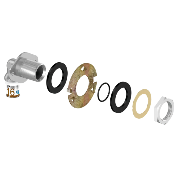 Uponor S-Press Plus Aqua pers wanddoorvoer haaks 16mmx1/2"bi