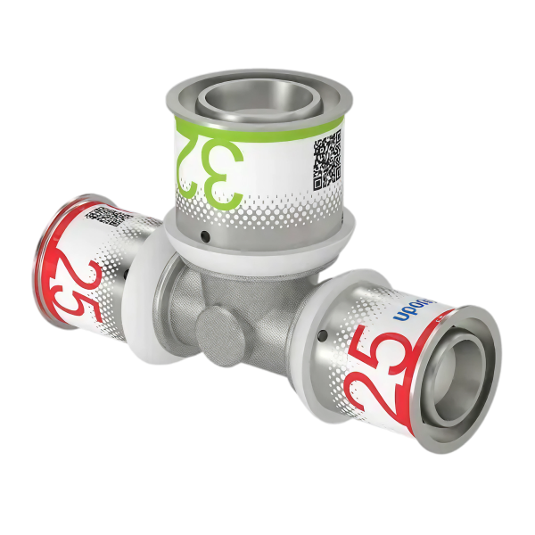 Uponor S-Press Plus pers T-stuk verlopend 25x32x25mm