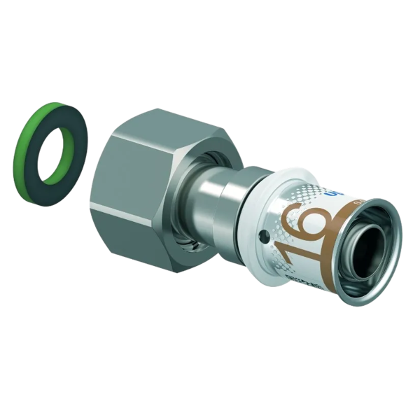 Uponor S-Press Plus schroefkoppeling wartel bi.dr. 16mmx1/2"